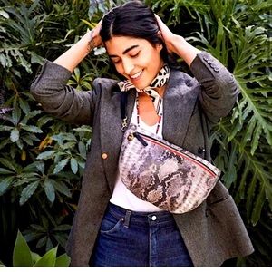 Clare V Grand Fanny snakeskin